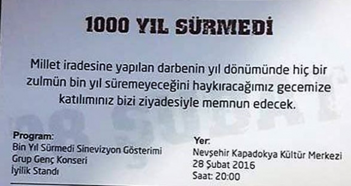 Nevşehir'de 'Hiçbir zulmün bin yıl sürmeyeceğinin haykırılacağı' program