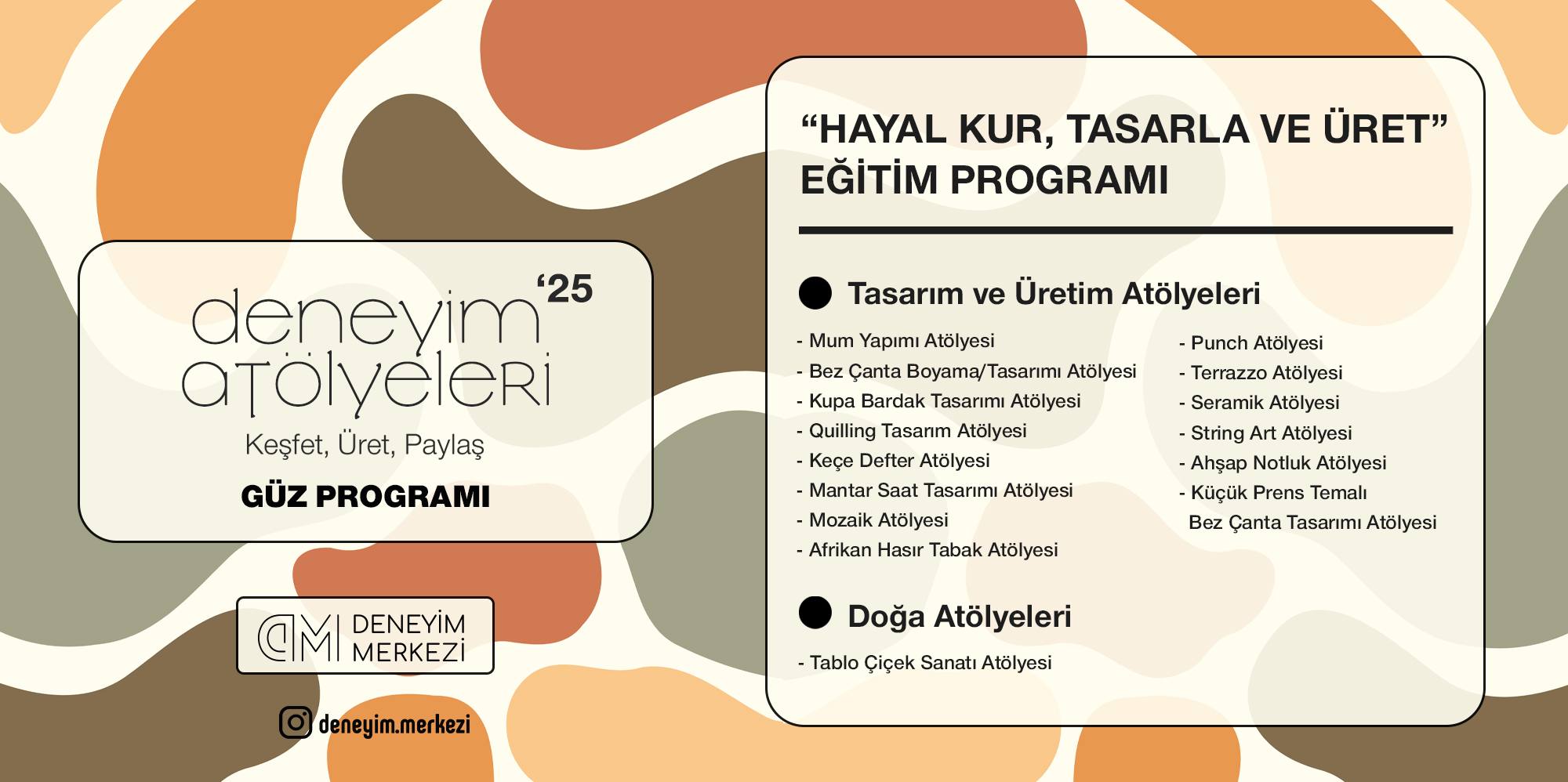 Deneyim Merkezi'nde Yeni Dönem Atölyeleri Başlıyor!