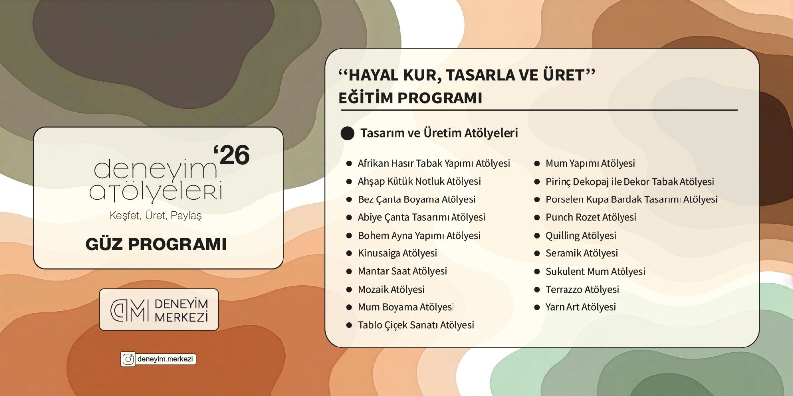 Deneyim Merkezi'nde Güz Dönemi Atölyeleri Başlıyor!